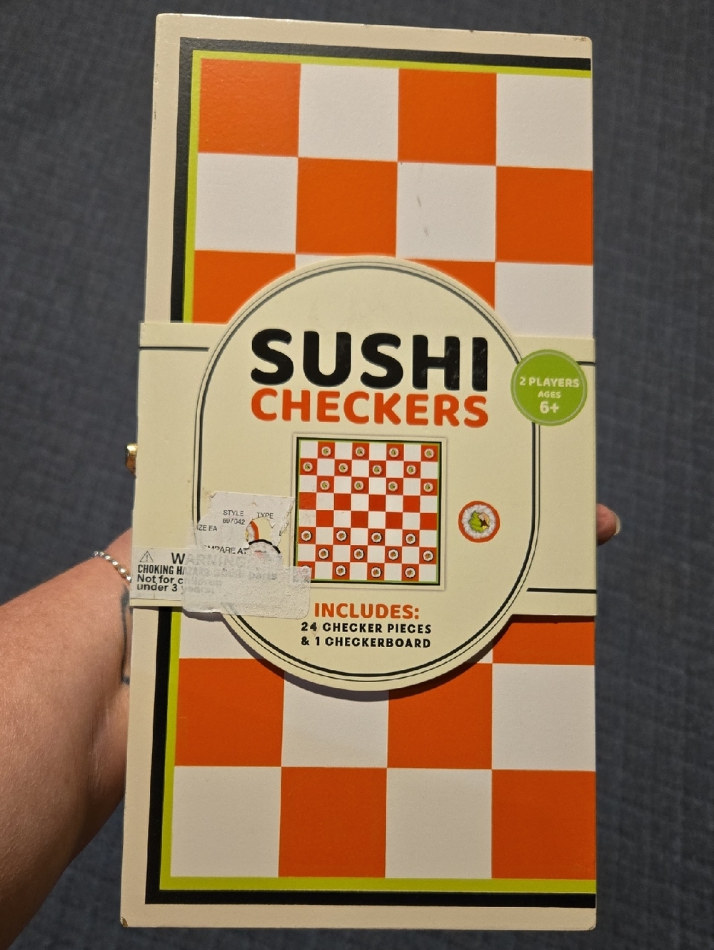 Eccolo Sushi Checkers Orange and White Checkerboard Game